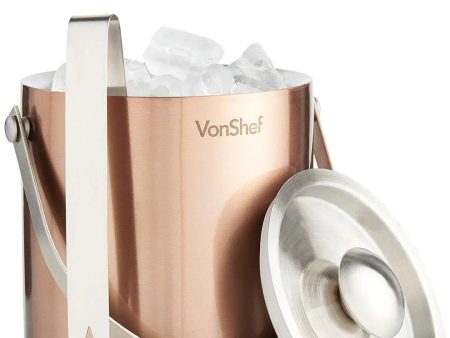 VonShef 2L Copper Ice Bucket with Tongs Supply