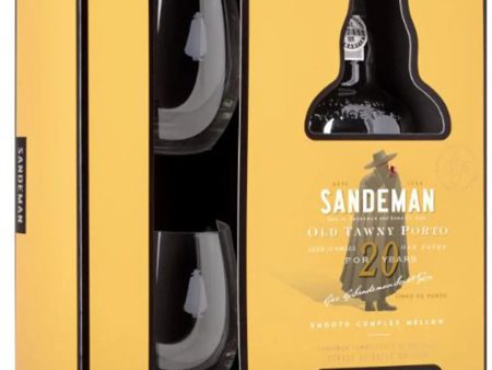 Sandeman 20 year old Tawny Port & 2 Glasses, 75 cl For Discount