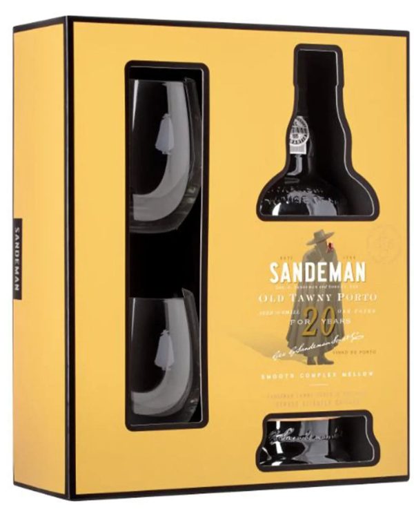 Sandeman 20 year old Tawny Port & 2 Glasses, 75 cl For Discount