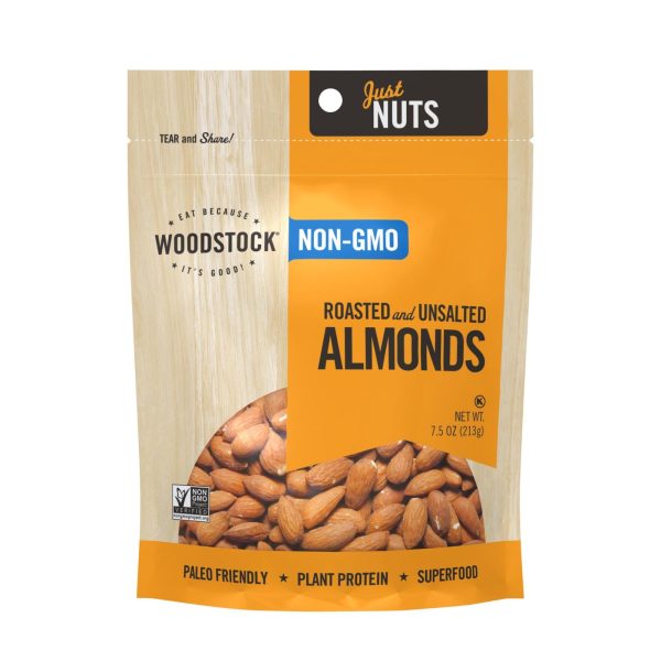 Woodstock Non-gmo Almonds, Roasted And Unsalted - Case Of 8 - 7.5 Oz For Cheap