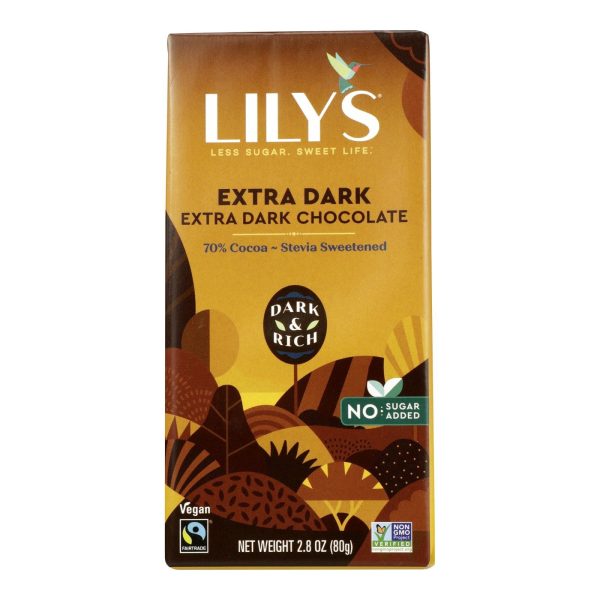 Lily s Sweets Chocolate Bar - Extra Dark Chocolate - 70% Cocoa - 2.8 Oz Bars - Case Of 12 Hot on Sale