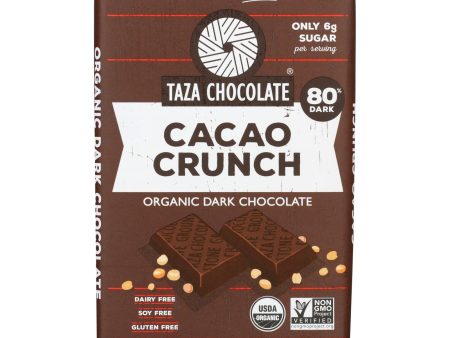 Taza Chocolate Stone Ground Organic Dark Chocolate Bar - Cacao Crunch - Case Of 10 - 2.5 Oz. For Sale