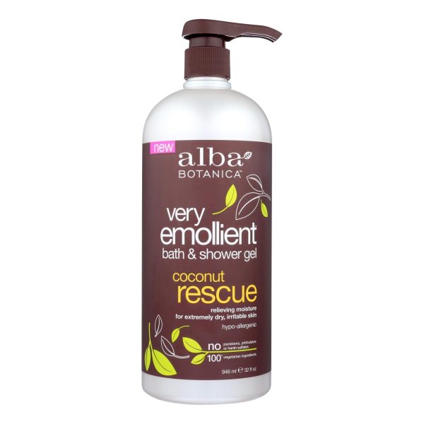 Alba Botanica - Very Emollient Bath And Shower Gel - Coconut Rescue - 32 Fl Oz For Discount