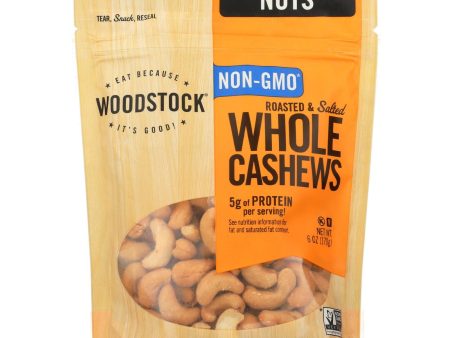 Woodstock Non-gmo Whole Cashews, Roasted And Salted - Case Of 8 - 6 Oz Hot on Sale