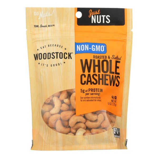 Woodstock Non-gmo Whole Cashews, Roasted And Salted - Case Of 8 - 6 Oz Hot on Sale