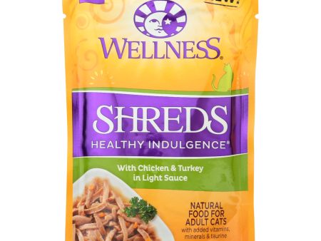 Wellness Pet Products Cat Food - Shreds Chicken And Turkey - Case Of 24 - 3 Oz. Cheap