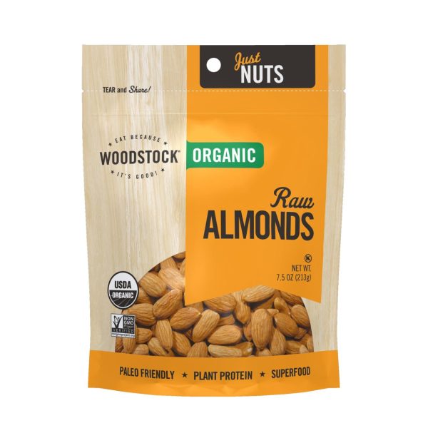 Woodstock Organic Raw Almonds - Case Of 8 - 7.5 Oz on Sale