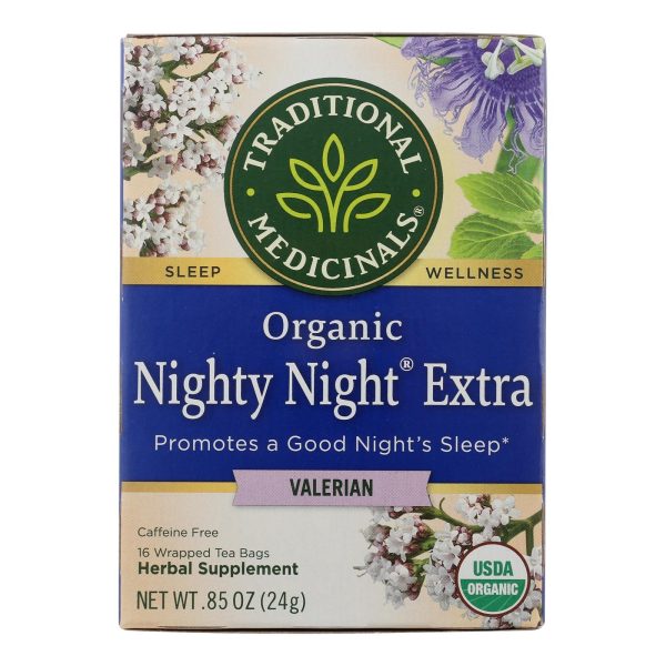 Traditional Medicinals Organic Herbal Tea - Nighty Night Valerian - Case Of 6 - 16 Bags For Discount