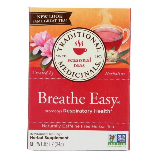 Traditional Medicinals Breathe Easy Herbal Tea - 16 Tea Bags - Case Of 6 Supply