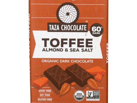 Taza Chocolate Stone Ground Organic Dark Chocolate Bar - Toffee Almond And Sea Salt - Case Of 10 - 2.5 Oz. on Sale