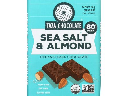 Taza Chocolate Stone Ground Organic Dark Chocolate Bar - Sea Salt And Almond - Case Of 10 - 2.5 Oz. Online Sale