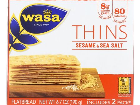 Wasa Sesame & Sea Salt Flatbread Thins  - Case Of 10 - 6.7 Oz For Sale