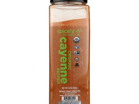 Spicely Organics - Cayenne Pepper Organic - Case Of 2-16 Ounces Online now