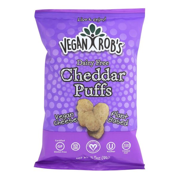 Vegan Rob s Dairy Free Puffs - Cheddar - Case Of 12 - 3.5 Oz on Sale