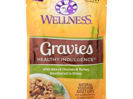 Wellness Pet Products Cat Food - Gravies With Bits Of Chicken And Turkey Smothered In Gravy - Case Of 24 - 3 Oz. Discount