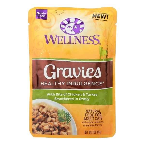 Wellness Pet Products Cat Food - Gravies With Bits Of Chicken And Turkey Smothered In Gravy - Case Of 24 - 3 Oz. Discount