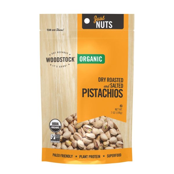 Woodstock Organic Pistachios, Dry Roasted And Salted - Case Of 8 - 7 Oz Fashion