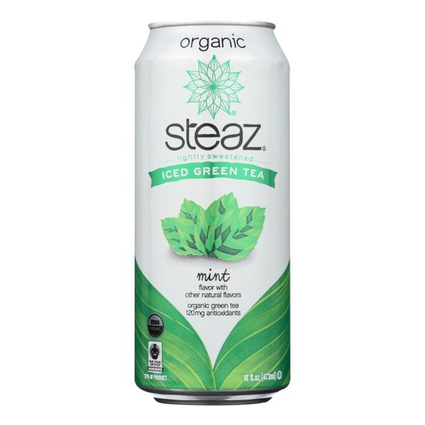 Steaz Lightly Sweetened Green Tea - Mint - Case Of 12 - 16 Fl Oz. Discount