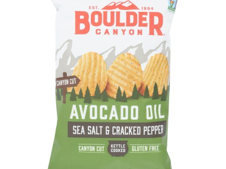 Boulder Canyon - Avocado Oil Canyon Cut Potato Chips - Sea Salt And Cracked Pepper - Case Of 12 - 5.25 Oz. Supply