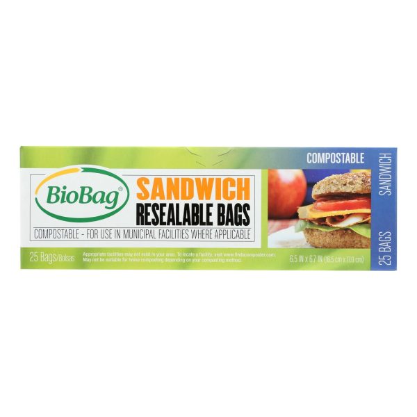 Biobag - Resealable Sandwich Bags - Case Of 12 - 25 Count Hot on Sale