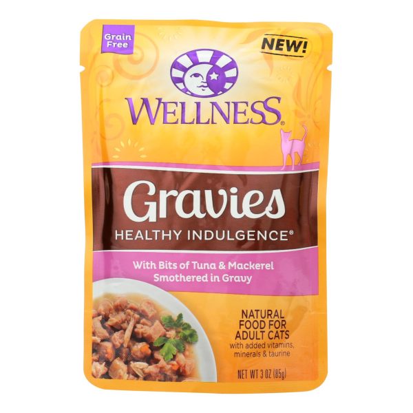 Wellness Pet Products Cat Food - Gravies With Bits Of Tuna And Mackerel Smothered In Gravy - Case Of 24 - 3 Oz. For Discount