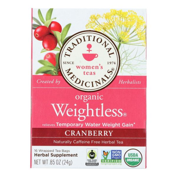 Traditional Medicinals Organic Weightless Cranberry Herbal Tea - 16 Tea Bags - Case Of 6 Cheap