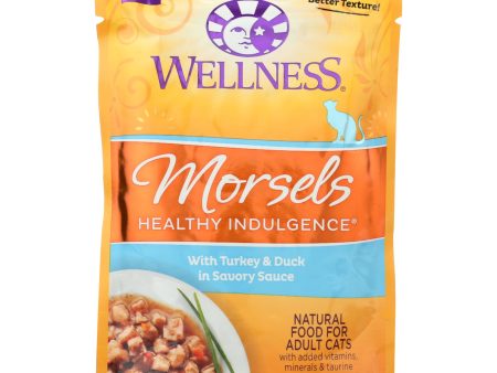 Wellness Pet Products Cat Food - Morsels With Turkey And Duck In Savory Sauce - Case Of 24 - 3 Oz. on Sale