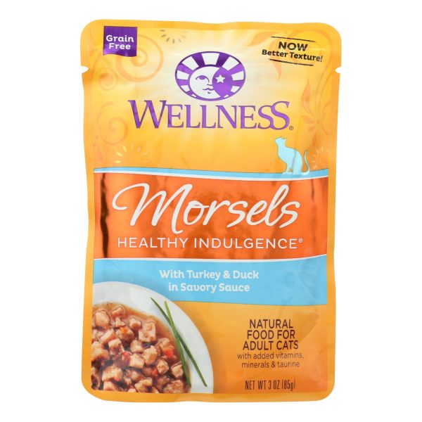 Wellness Pet Products Cat Food - Morsels With Turkey And Duck In Savory Sauce - Case Of 24 - 3 Oz. on Sale