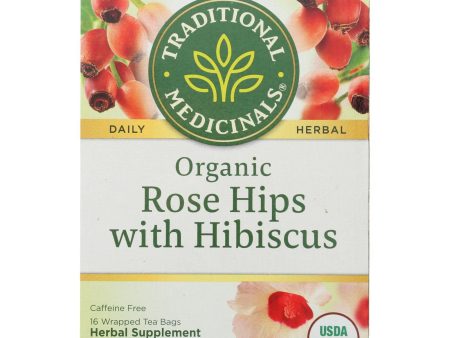 Traditional Medicinals Organic Herbal Tea - Rose Hips With Hibiscus - Case Of 6 - 16 Count Sale