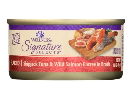 Wellness Pet Products - Signature Selects Cat Food - Skipjack Tuna And Wild Salmon Entree In Broth - Case Of 12 - 2.8 Oz. Fashion