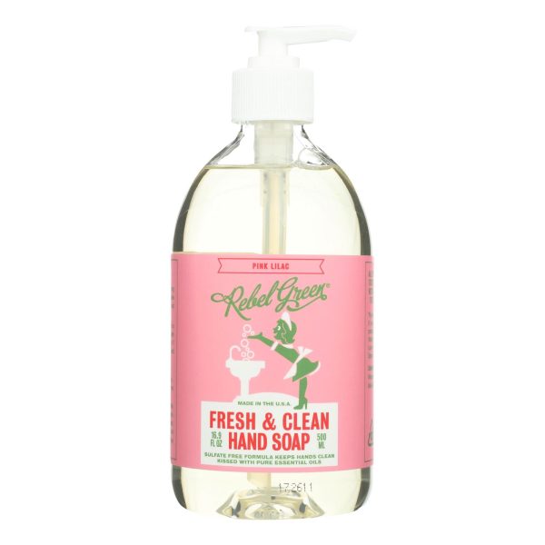 Rebel Green - Fresh And Clean Liquid Hand Soap - Pink Lilac - Case Of 4 - 16.9 Fl Oz. Supply