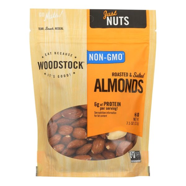 Woodstock Non-gmo Almonds, Roasted And Salted - Case Of 8 - 7.5 Oz Supply