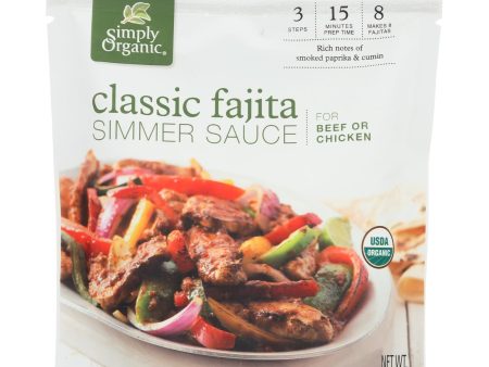 Simply Organic Simmer Sauce - Organic - Classic Fajita - Case Of 6 - 8 Oz Sale