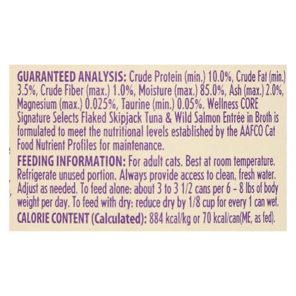 Wellness Pet Products - Signature Selects Cat Food - Skipjack Tuna And Wild Salmon Entree In Broth - Case Of 12 - 2.8 Oz. Fashion