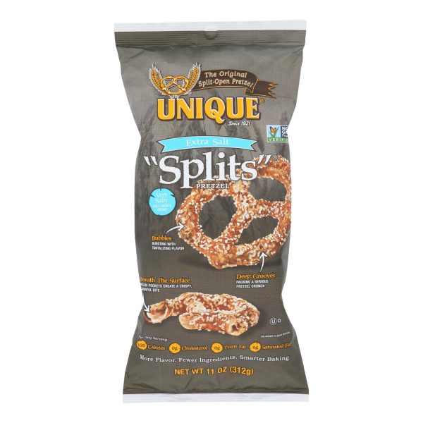 Unique Pretzels - Pretzels - Extra Salt Splits - Case Of 12 - 11 Oz. For Sale