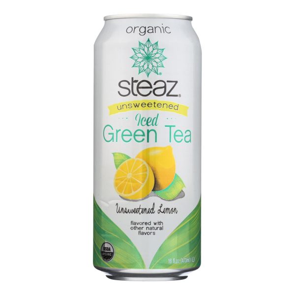 Steaz Unsweetened Green Tea - Lemon - Case Of 12 - 16 Fl Oz. For Discount