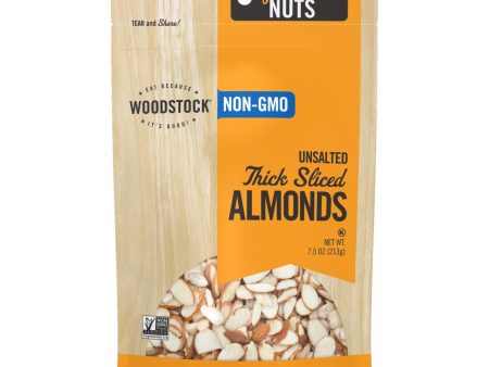 Woodstock Non-gmo Thick Sliced Almonds, Unsalted - Case Of 8 - 7.5 Oz Supply