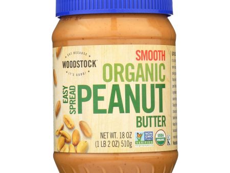 Woodstock Organic Easy Spread Peanut Butter - Smooth - Case Of 12 - 18 Oz. Supply