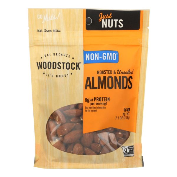 Woodstock Non-gmo Almonds, Roasted And Unsalted - Case Of 8 - 7.5 Oz For Cheap