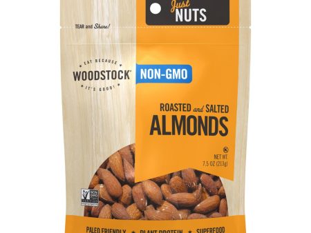 Woodstock Non-gmo Almonds, Roasted And Salted - Case Of 8 - 7.5 Oz Supply