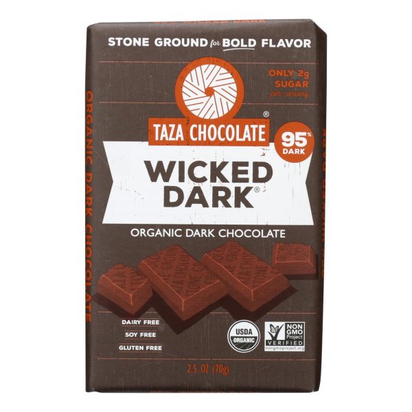 Taza Chocolate Stone Ground Organic Dark Chocolate Bar - Wicked Dark - Case Of 10 - 2.5 Oz. Hot on Sale