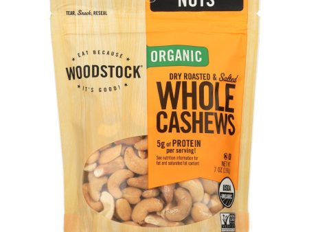 Woodstock Organic Whole Cashews, Dry Roasted And Salted - Case Of 8 - 7 Oz Sale