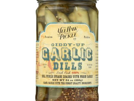 Yee-haw Pickle Dills Pickle - Giddy Up Garlic - Case Of 6 - 24 Oz. Supply