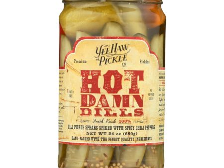 Yee-haw Pickle Dills Pickle - Hot Damn - Case Of 6 - 24 Oz. Online