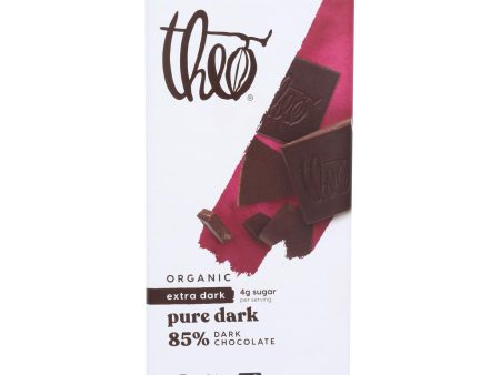 Theo Chocolate Organic Chocolate Bar - Classic - Dark Chocolate - 85 Percent Cacao - Pure - 3 Oz Bars - Case Of 12 Hot on Sale