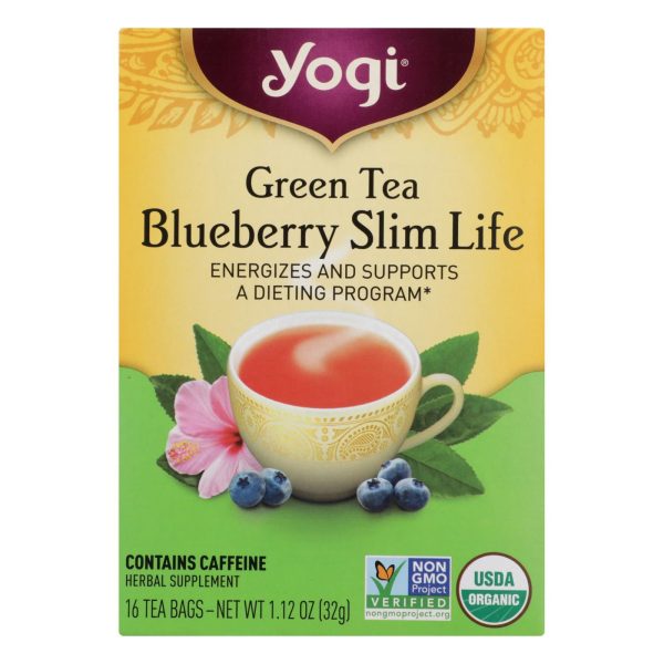 Yogi Green Slim Life Herbal Tea Blueberry - 16 Tea Bags - Case Of 6 Sale