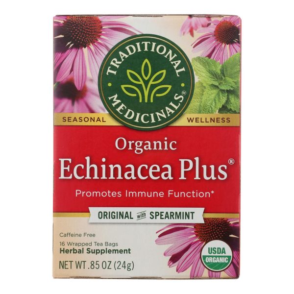 Traditional Medicinals Organic Echinacea Plus Herbal Tea - 16 Tea Bags - Case Of 6 For Discount