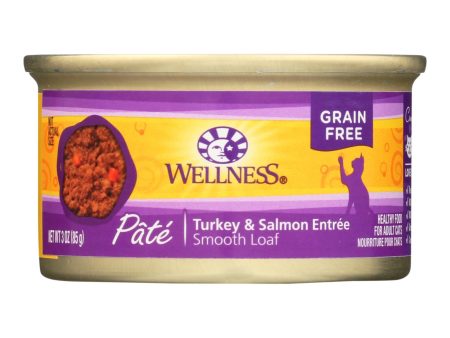 Wellness Pet Products Cat Food - Turkey And Salmon Recipe - Case Of 24 - 3 Oz. Online Hot Sale