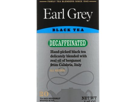 Bigelow Tea Earl Grey Decaffeinated Black Tea - Case Of 6 - 20 Bags For Discount