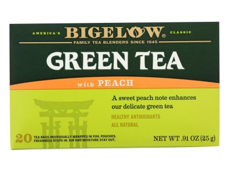 Bigelow Tea Green Tea - With Peach - Case Of 6 - 20 Bag Sale